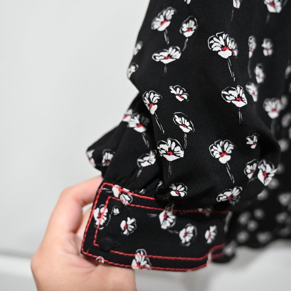 Tanya Taylor Gillian Poppy Print Shirt 100% Silk | Size 6 - Picture 9 of 10